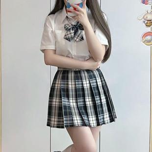 Blackboard newspaper shirt Japanese jk original uniform college genuine JK waist black and white ins short sleeve skirt suit