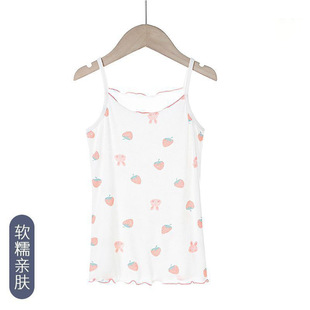 Girls' camisole summer vest thin women's baby Ice Silk children's undershirt sleeveless printed top wholesale