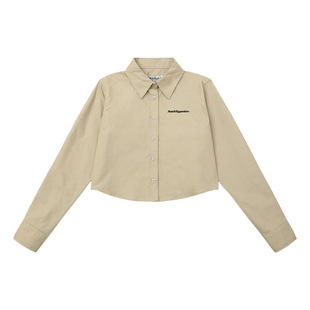 South Korea fashion brand Rest & Recreation short shirt women Korean style Joker casual embroidery rr long sleeve women