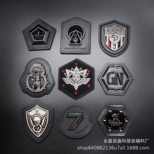 Three-dimensional metal Logo leather brand trademark electroplating alloy leather label clothing sewing signs luggage hat leather label wholesale