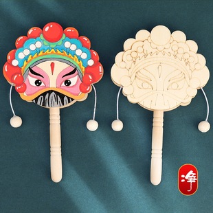 peking opera facial makeup rattle diy children's handmade wooden traditional national style hand-held painting painted non-heritage