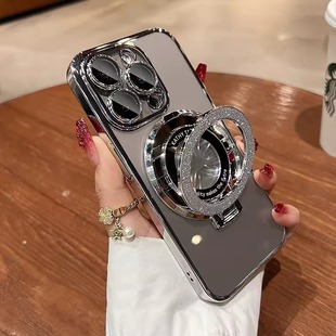Чехол для iPhone 16, градиентный блестящий, с подставкой, для Apple 15 Pro Max, гальванизированный прозрачный, противоударный мягкий чехол для 13
