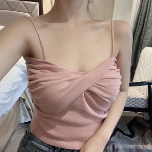 French Style Sexy Censy Machine Cross Knitted Camisole Women's Spring and Summer Design Sense Niche Outfit Inner Top