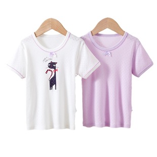Children's Mesh T-shirt 100 Cotton Men's Treasure Women's Treasure Home Half Sleeve Thin Short Sleeve Base Breathable 2 Pack