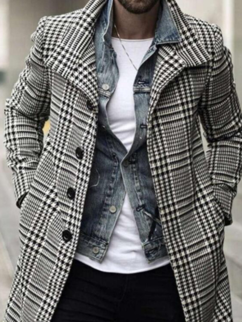 2026 New Autumn Men's Street Style Woolen Stand-Collar Mid-Length Pocket Casual Men's Coat