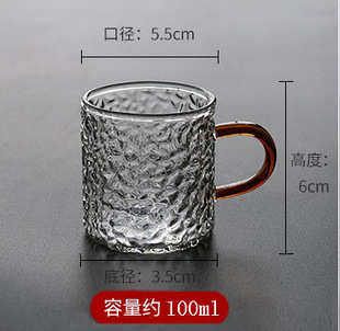 Factory wholesale glass hammer pattern small tea cup tea small cup tea cup with handle fragrance Cup kung fu tea set