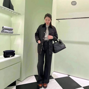 2025 Early Autumn New Nanyou pra Metal Triangle Single-breasted Corduroy Lapel Rhombic Cotton-padded Jacket Women