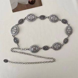 European and American High-end Fashion Metal Carved Waist Chain Women's Retro Popular Ethnic Style All-match Suit Skirt Accessories