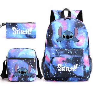 Рюкзак Star Baby Stitch, сумка через плечо + пенал, черный школьный портфель, набор из трех предметов