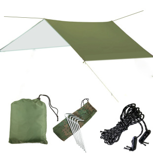 Factory direct outdoor 3-4 people canopy silver sunshade beach camping tent waterproof cloth moisture-proof mat triangle