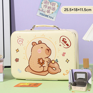 New Portable Cartoon Cosmetic Bag Souvenir Large Capacity High-Value Capibala Pu Leather Sanrio Storage Box
