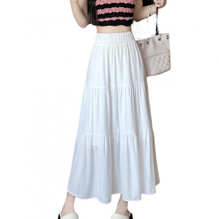 Black High Waist Pleated Skirt Women's Spring Hip Covering Niche High-end Elegant Slim-fit Skirt Long Skirt