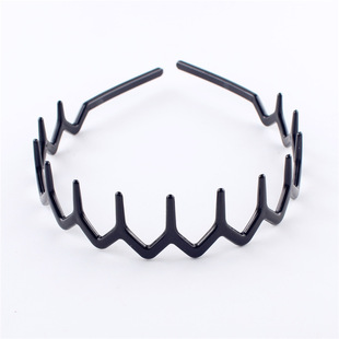 Pressed Hair Men's Sports Hair Band Plastic Simple Wave Back Head Black Toothed Light Plate Women's Face Wash Hair Accessories