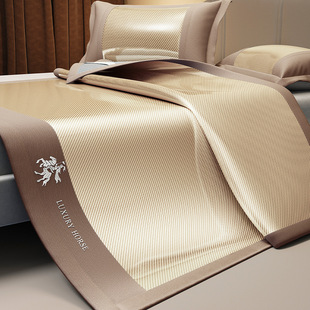 2025 New Type a Ice Rattan Mat, Ice Silk Mat Mattress Three-Piece Set, Summer Air-Conditioned Soft Mat, Machine Washable Bed Sheet 3