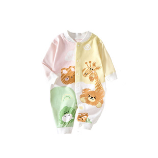 Baby clothes autumn long-sleeved jumpsuit baby spring and autumn strap romper newborn full moon cotton romper