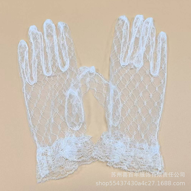 Bridal Wedding Dress Tulle Lace Gloves Daily Performance Gift Wedding Short Mesh Sexy White Wholesale