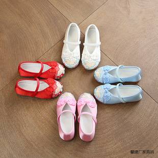 Girl's Cloth Shoes Children's Handmade Embroidered Shoes Chinese Style Embroidered Children's Shoes Vintage White Shoes Baby Girl's Hanfu Qu Jie