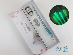 Luminous glass pen for students transparent color test dip pen gift box crystal gift pen dip pen factory direct