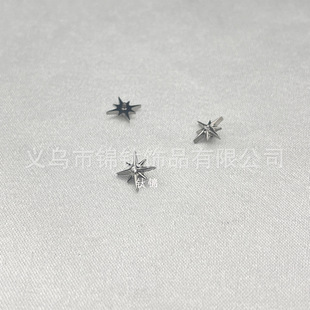 F136 Titanium Alloy Ear Nail Head Full Diamond Polaris Four Mangxing Ear Bone Nail Lip Nail Ear Nail Puncture Earrings Cross Border