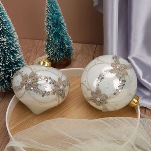 Cross-border Amazon Christmas decorations round ball onion ball with sequins painted Christmas ball glass pendant pendant