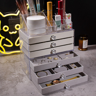 Flannel jewelry storage box acrylic desktop drawer earrings necklace anti-oxidation storage box a generation of hair