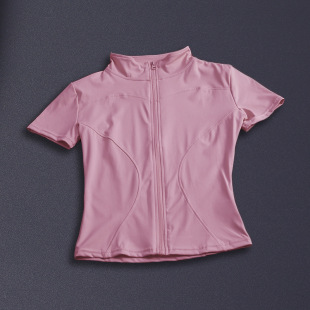 Yoga Clothing Women's Summer New Tight Shirt Sports Short Sleeve Zipper Top Professional Running Pilates Fitness Clothing