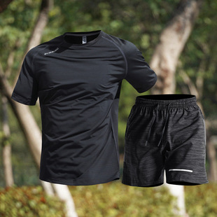 Sports suit Men's Ice Silk T-shirt Summer Thin Quick-drying Clothes Short-sleeved Training Running Equipment Fitness Clothes New Style