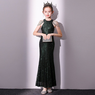 Fishtail Skirt Girl's Show Evening Dress Princess Dress High-end Light Luxury Niche Children's Piano Performance Host Spring
