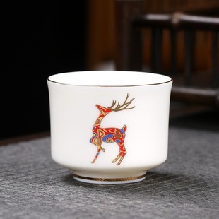 Suet Jade White Porcelain Master Cup Household Tea Tasting Cup Single Cup Tea Holder Ceramic Large Tea Cup Advertising Printing logo