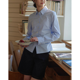 Intellectuals Wrinkled Waist Small Blue Long Sleeve Shirt