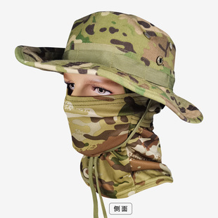 Camouflage Round Edge Penny Hat Sunshade Sunscreen Fisherman Hat Outdoor Mountaineering Fishing Big Hat Brim Field Tactical Army Fan Hat