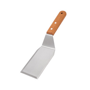 Stainless Steel Wooden Handle Teppanyaki Cooking Shovel Barbecue Tools griddle accessiories Steak Hand Grab Shovel