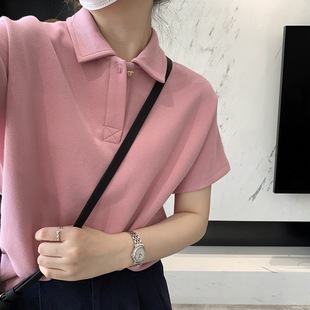 Cross-border extra large size 300kg polo shirt short sleeve T-shirt women's 2025 new summer loose explosions shoulder clothes tide