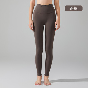 Leica Yoga Одежда Женские узкие Бесшовные штаны для фитнеса Скрещенные высокие талии брюшной тонировки Спортивные бедра Подтяжка голые штаны для йоги Персик