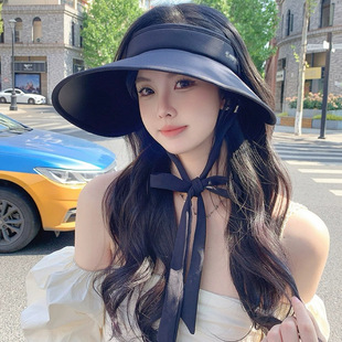 Empty Top Sunscreen Hat Children's Summer Foldable UV Protection Sun Hat for Cycling Large Brim Face Shown Small Sun Hat