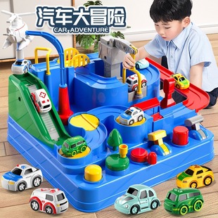 Car Adventure Breakthrough Small Train Inertia Educational Toy Car Engineering Vehicle Parking Lot Sliding Rail Car Wholesale