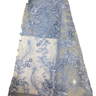 Dexin Embroidery Textile Fabric Embroidery Computer Embroidery Train Bone Rope Embroidery Pearl Dress Full Fabric