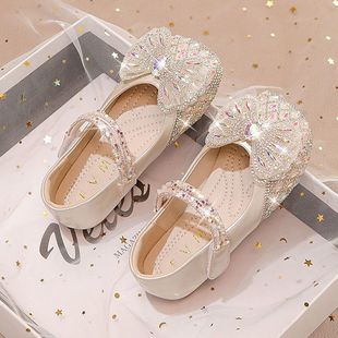 Girls' Princess Shoes 2025 Spring and Autumn New Children's Shoes Soft-soled Women's Baby Crystal Shoes Girl's Leather Shoes
