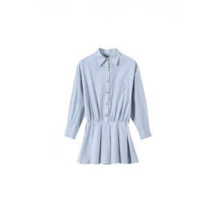 Early autumn Korean style wear a set of academic style embroidered vest vest stacked with stripes dress salt two-piece suit