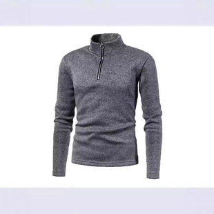 Winter Men's Sweater Placket Zipper Design Solid Color High Collar Base Shirt Jacket for Men