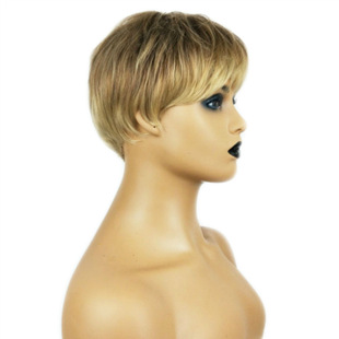 Cross-border foreign trade Europe and the United States wig female fashion short hair mechanism blonde brown short hair chemical fiber headgear a generation of hair