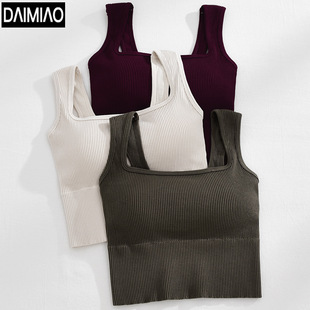 Spring New wide shoulder strap underwear women's vest with chest pad integrated Cup without steel ring bottoming inner strap wrapped chest outer wear