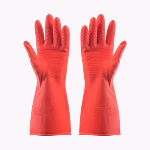 Yuelong latex household gloves red waterproof and oil-proof thickened rubber durable industrial gloves wholesale manufacturers