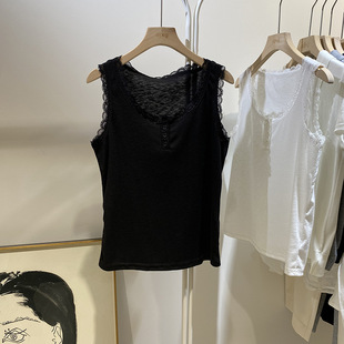 Simple and Elegant All-match Lace Camisole Women's 2025 Korean Style New Fashionable Slim-fit Slimming Base Shirt