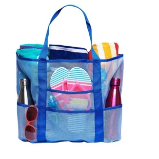 in stock Amazon Large Capacity Toy Portable Shoulder Beach Bag Mesh Bath Bag 9 Bags Travel Beach Bag