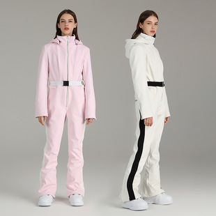 Xue Yi Pai One-piece Ski Suit Women's Slim-fit Leg Slim Outdoor Single and Double-board Waterproof Hooded Ski Suit