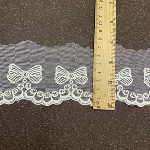 Bow mesh embroidery lace girls' clothing dress diy lace accessories White/beige width 6cm
