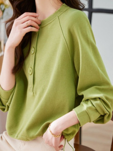 Solid Color Round Neck Turtleneck Sweater Women's 2024 Autumn New Casual Fashion Small Fresh Three-button Women's Long-sleeved Pullover