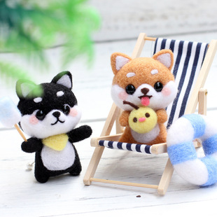 Sitting Chai Dog Gift Hand-made Cartoon Peripheral Ornaments Handmade DIY Poke Le Wool Felt Material Bag