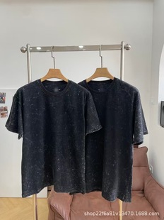 Hook men's basketball old round neck T-shirt spring and autumn new loose retro leisure sports soft HQ6036